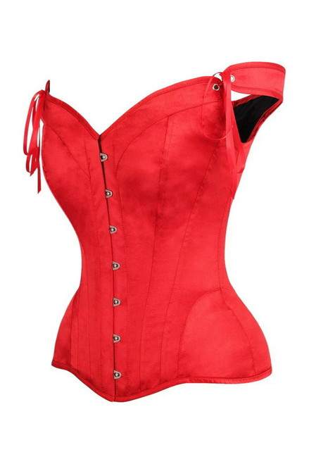 Red Wine Zipper Front Steel Boned Corset Top