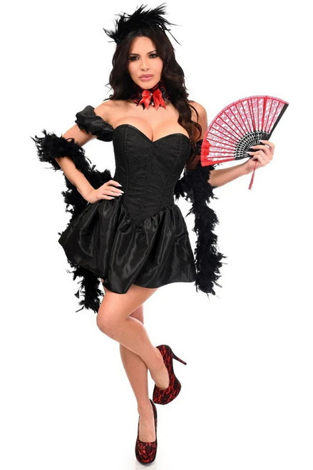 Plus Size Top Drawer Sexy Saloon Girl Black Corset Halloween Costume