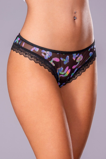 Hazy Dayz Mushroom Print Crotchless Panty