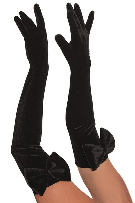 Black Velvet Bow Gloves
