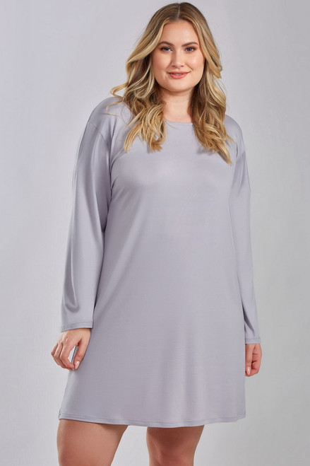 Plus Size Grey Area Long Sleeved Sleep Shirt Blowout Deal