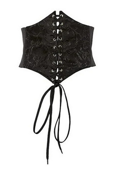 Plus Size Lavish Black Brocade Corset Belt Cincher Blowout Deal