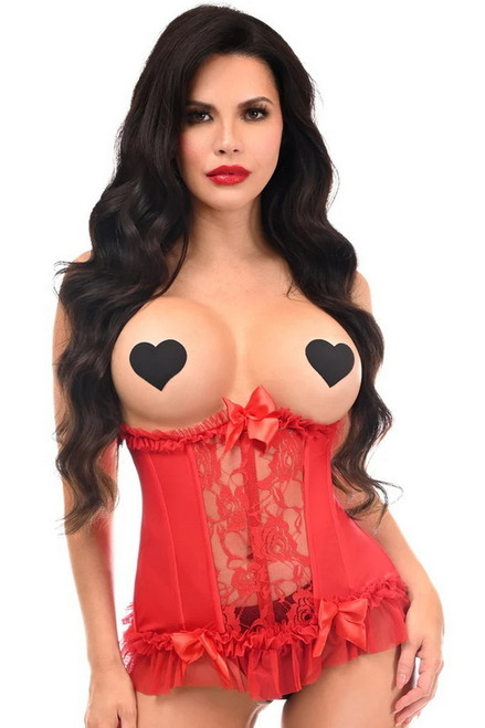 Lavish Red Lycra & Lace Stretch Underbust Corset Blowout Deal