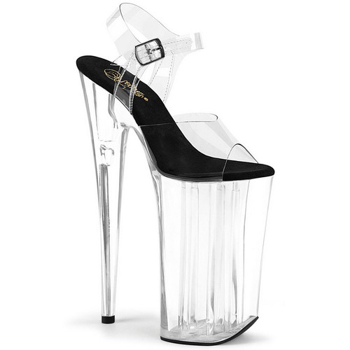 10" Heel Clear Platform Ankle Strap Sandals