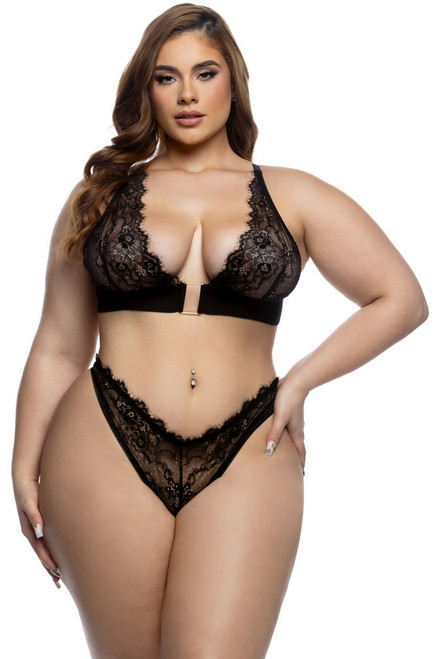Plus Size Fever Dream Black Lace Bralette & Panty