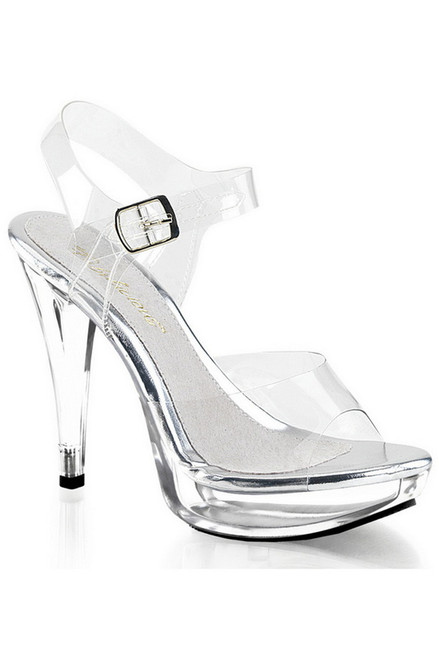 Fabulicious 5" Heel Clear Ankle Strap Sandals Blowout Deal