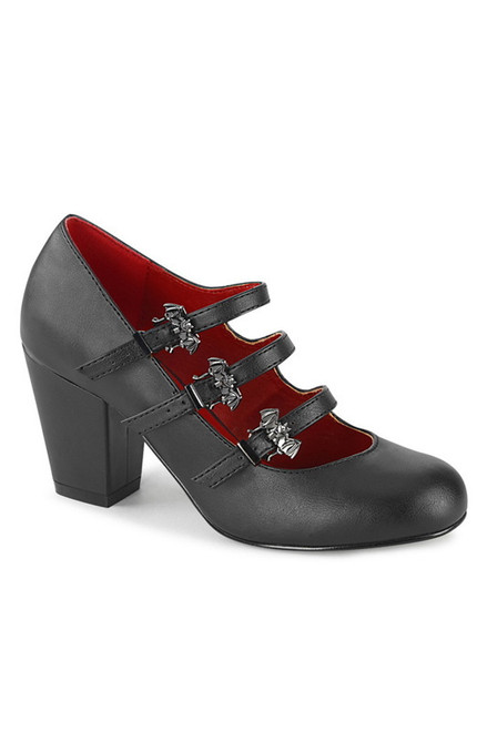 3" Black Heel Black Vegan Leather Maryjanes Blowout Deal