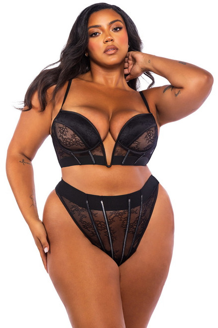 Plus Size Black Belle Noir Bustier Set Blowout Deal