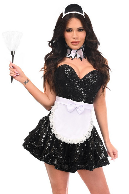 Plus Size Top Drawer Sequin French Maid Corset Costume
