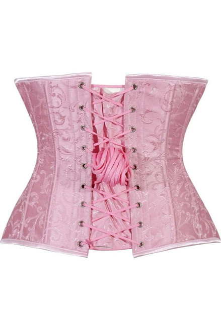 Lavish Lt Blue Brocade Waist Cincher Under Bust Corset w/Front Busk Closure