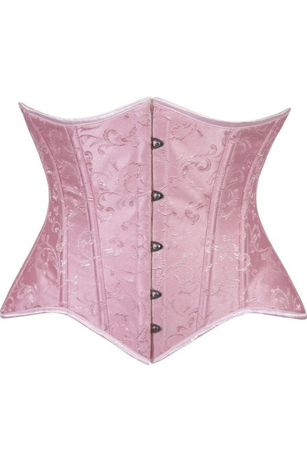 Plus Size Lavish Pink Brocade Under Bust Corset