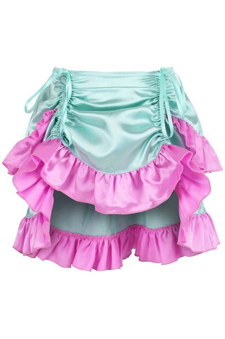Mint & Pink Satin Ruched Bustle Skirt