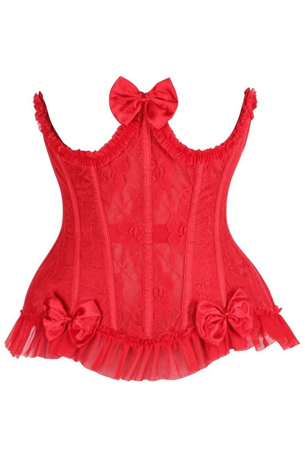 Top Drawer Steel Boned Red Lace Burlesque Underbust Corset