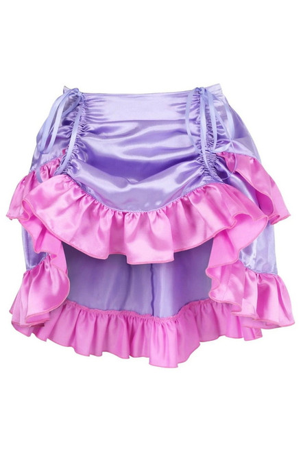 Purple & Pink Satin Ruched Bustle Skirt