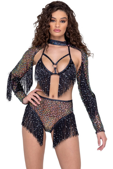 Black Sequin Fringe Shrug Blowout Deal