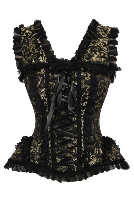 Top Drawer Gold & Black Swirl Brocade Corset Blowout Deal