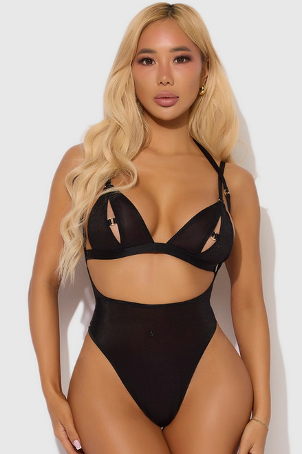 Plus Size Glance At Glam Black Wireless Bralette Styled Lingerie Teddy