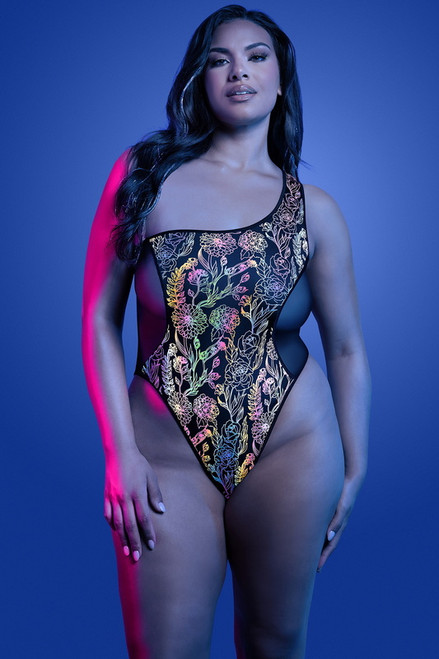 Plus Size Solar Seduction Floral Print Lingerie Teddy