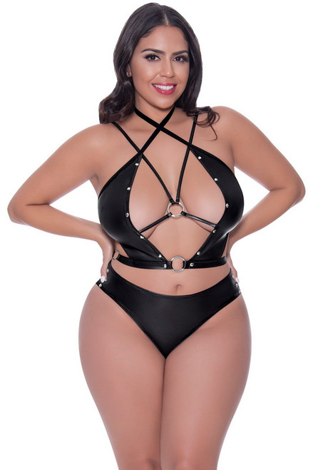 Plus Size Lust Fetish Black Bustier & Panty