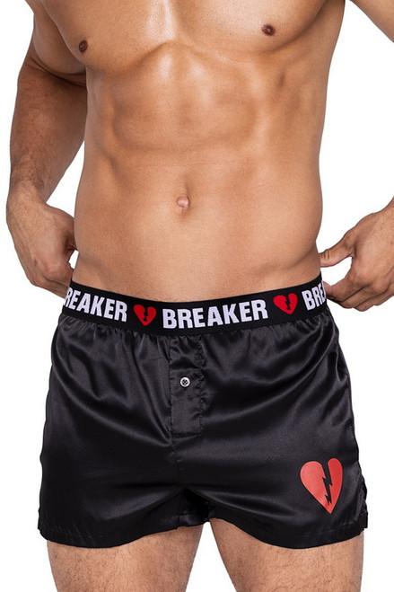 Men's Black & Red Satin Heartbreaker Boxers Blowout Deal