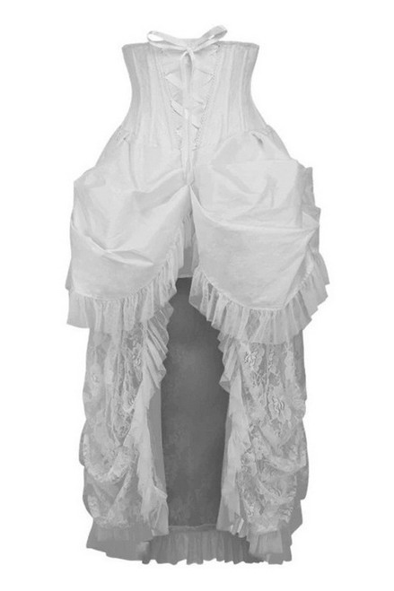 Top Drawer Steel Boned White Lace Victorian Bustle Underbust Corset Dress Blowout Deal
