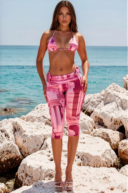 Fuchsia Poolside Cabana Coverup Capris