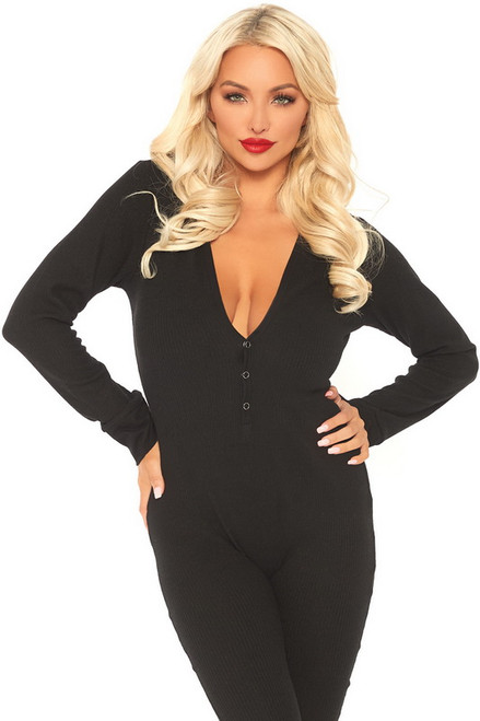 Black Brushed Rib Long Johns Blowout Deal