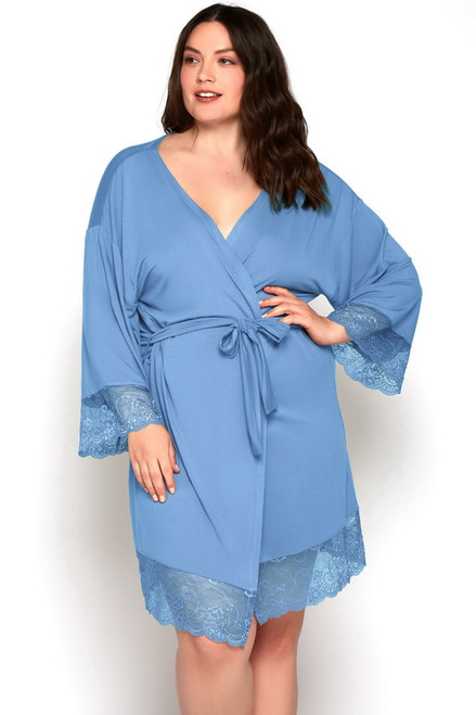 Plus Size Blue Olivia Viscose Robe Blowout Deal