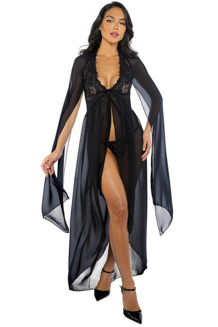 Black Smoldering Maxi Nightgown Set Blowout Deal