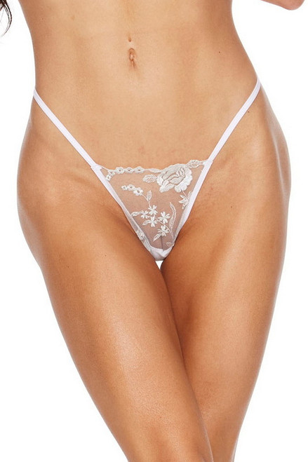 Foil Embroidery White G-String