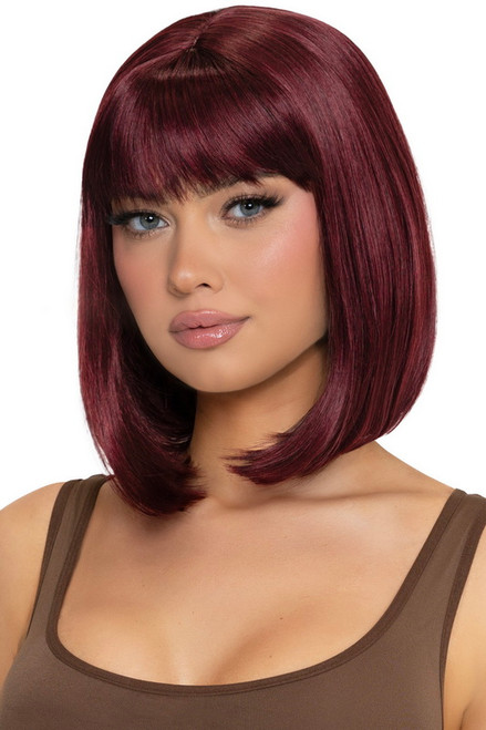 Burgundy 13" Angeles Bob Costume Wig
