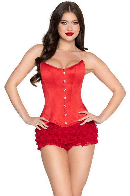 Red Steel Boned Full Busk Closure Satin Corset