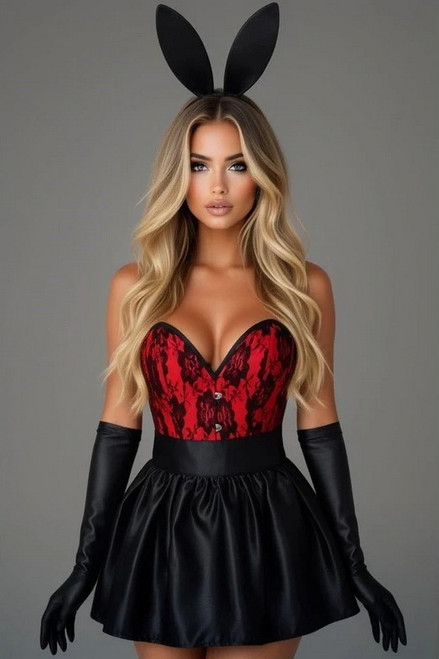 Plus Size Red Boudoir Bunny Corset Costume