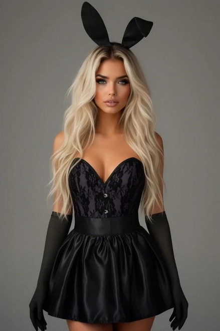 Plus Size Black Boudoir Bunny Corset Costume