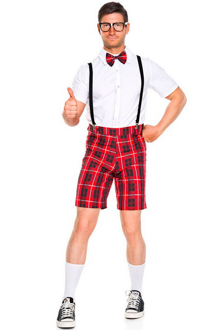 Men's White & Red Classroom Nerd Costume