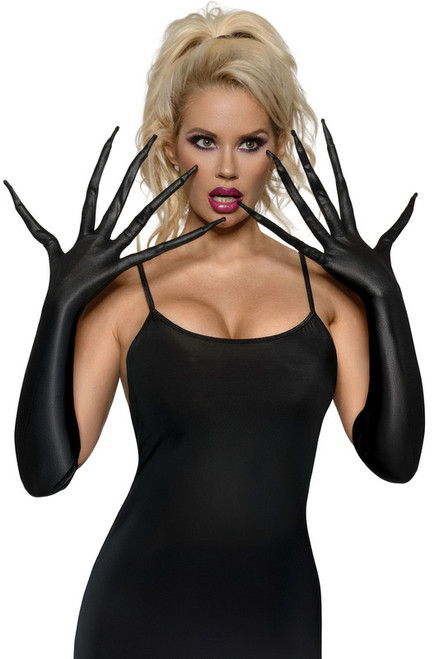 Spindly Black Gloves Costume Accessory