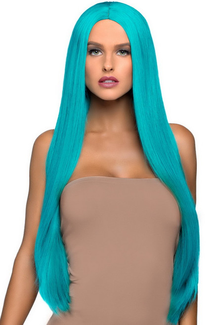 Turquoise Long Straight Center Part Wig