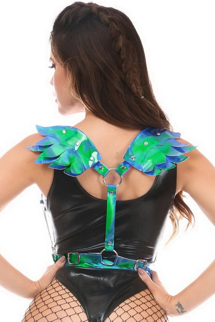 Blue & Teal Holo Angel Wing Body Harness