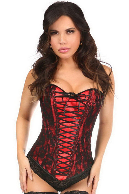 Lavish Red Front Lace-Up Over bust Corset