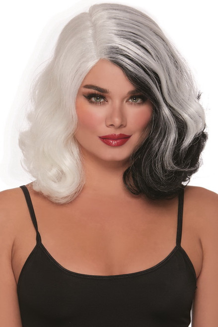 Black & White Split Hues Glam Wig