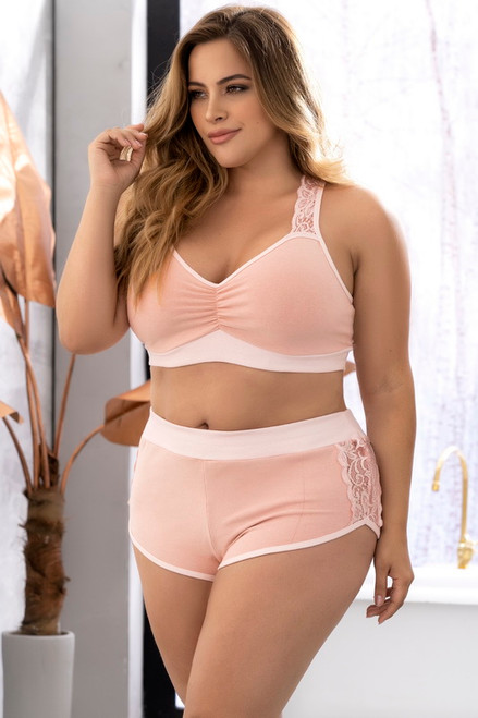 Plus Size Pink Lay With Me Cami Pajama Set