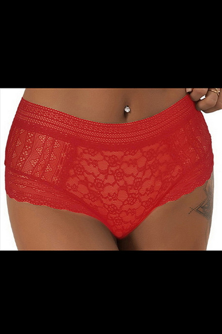 Red Lace High Waist Panty
