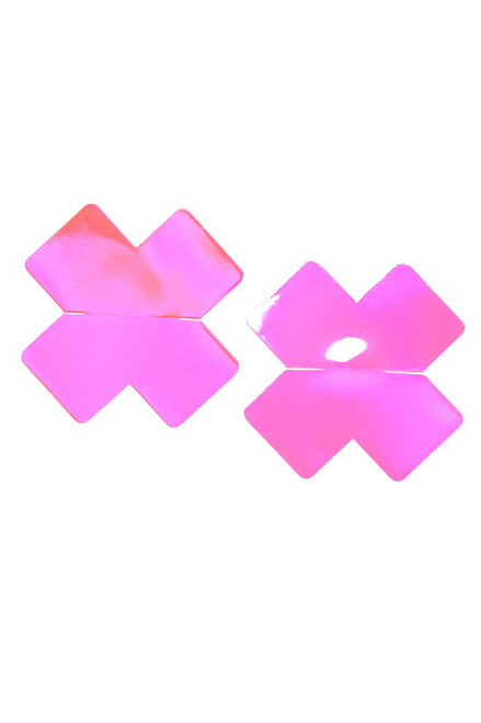Pink Holographic Cross Pasties