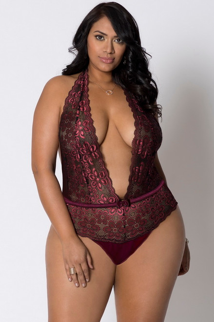 Plus Size Red Bombshell Lace Teddy