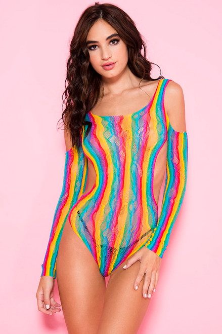 Rainbow Open Shoulder Teddy