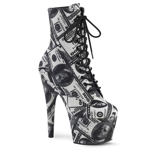 Pleaser 7" Heel Dollar Print Ankle Boots