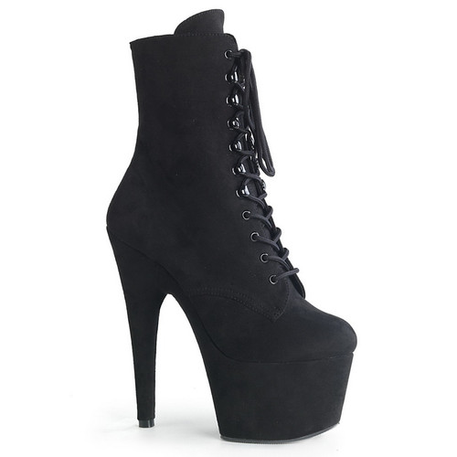 7" Heel Black Faux Suede Ankle Boots