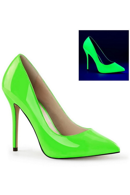 5" Stiletto Heel Neon Green Classic Pumps