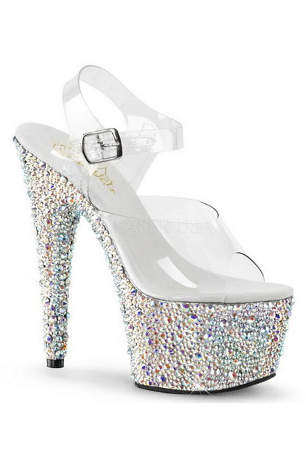 Bold Colors Sexy Rhinestone Ankle Strap Heel