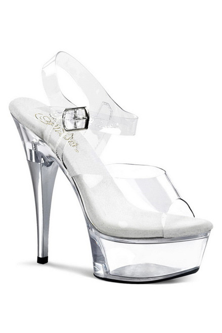 6" Heel Clear Ankle Strap Sandals